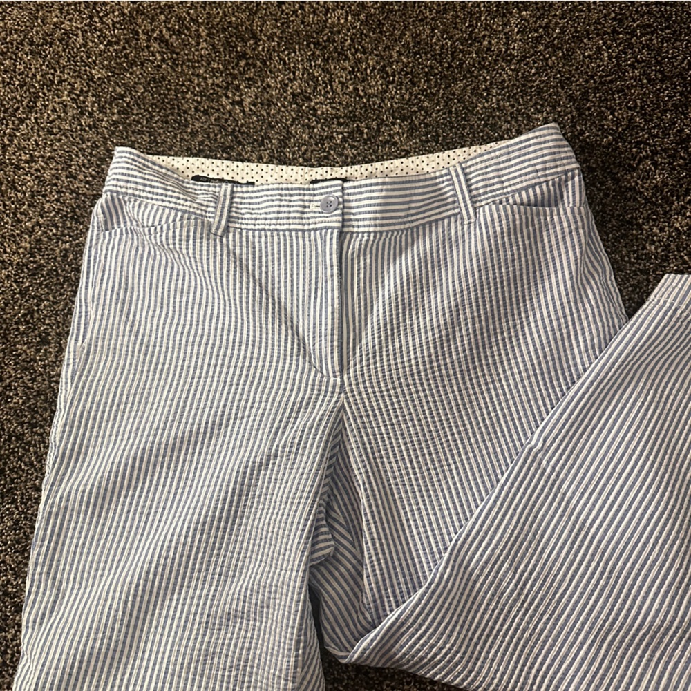Talbots Perfect Crop Pant Blue and White Striped